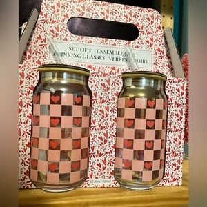 Valentine’s Day Retro checkered heart glass set